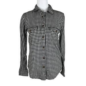 CC Filson Black White Checked Button Up Shirt Long Sleeve 100% Cotton Size XS